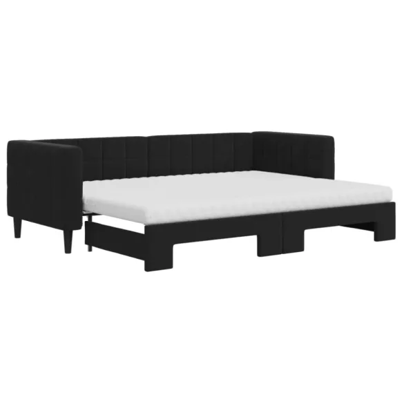 fekete kihúzható bársony heverő matraccal 80 x 200 cm