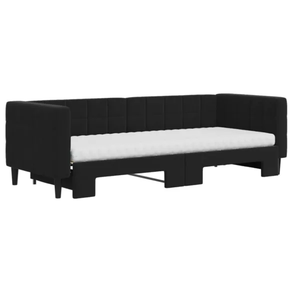 fekete kihúzható bársony heverő matraccal 80 x 200 cm