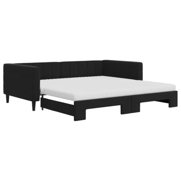 fekete kihúzható bársony heverő matraccal 100 x 200 cm