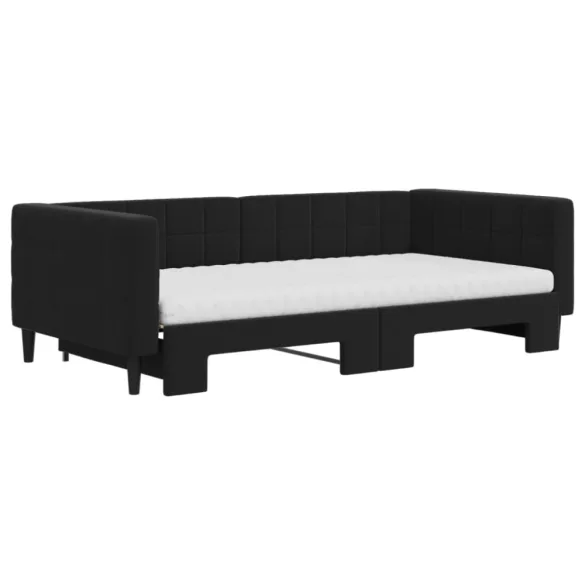 fekete kihúzható bársony heverő matraccal 100 x 200 cm