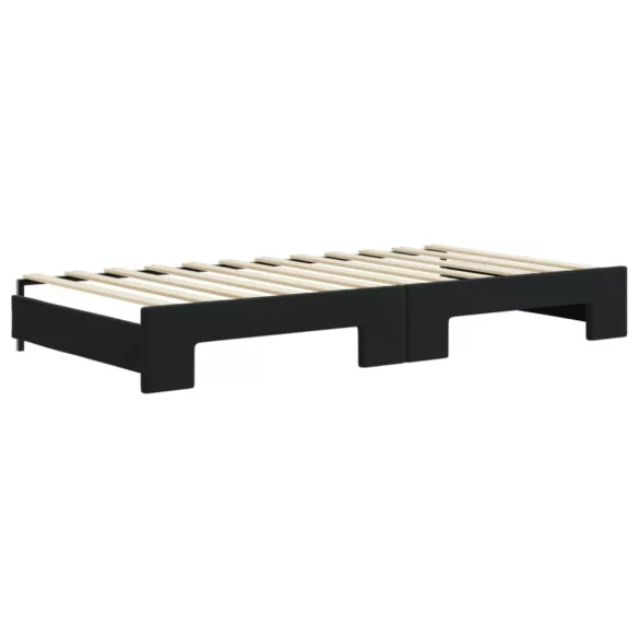 fekete kihúzható bársony heverő matraccal 100 x 200 cm