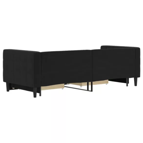fekete kihúzható bársony heverő fiókkal 80 x 200 cm