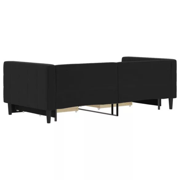 fekete kihúzható bársony heverő fiókkal 90 x 190 cm