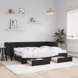 fekete kihúzható bársony heverő fiókkal 80 x 200 cm