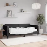 fekete szövet kanapéágy matraccal 80 x 200 cm