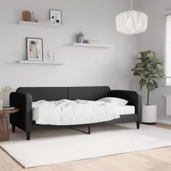 fekete szövet kanapéágy matraccal 80 x 200 cm