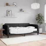 fekete szövet kanapéágy matraccal 90 x 200 cm