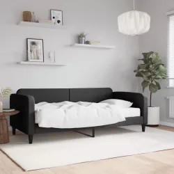 fekete szövet kanapéágy matraccal 90 x 200 cm