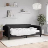 fekete szövet kanapéágy matraccal 100 x 200 cm
