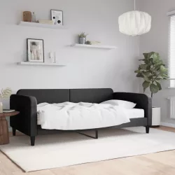 fekete szövet kanapéágy matraccal 100 x 200 cm
