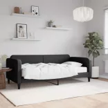 fekete szövet kanapéágy matraccal 90 x 190 cm