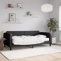 fekete szövet kanapéágy matraccal 90 x 190 cm