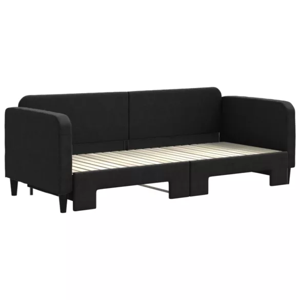 fekete kihúzható szövet heverő 80 x 200 cm