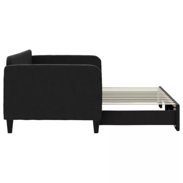 fekete kihúzható szövet heverő 90x200 cm