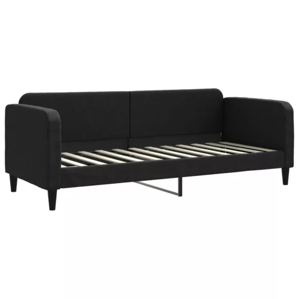 fekete kihúzható szövet heverő matracokkal 80 x 200 cm