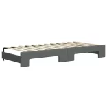 sötétszürke kihúzható szövet heverő matraccal 90 x 200 cm