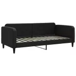 fekete kihúzható szövet heverő matracokkal 90 x 200 cm