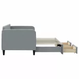 világosszürke kihúzható szövet heverő fiókokkal 80 x 200 cm