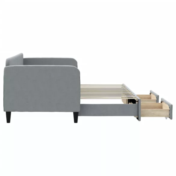 világosszürke kihúzható szövet heverő fiókokkal 80 x 200 cm