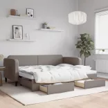 tópszínű kihúzható bársonyheverő fiókokkal 80 x 200 cm