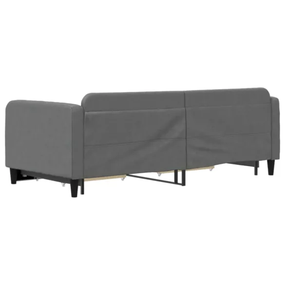 sötétszürke kihúzható szövet heverő fiókokkal 90 x 200 cm