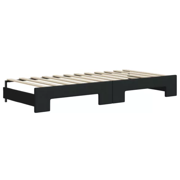 fekete kihúzható szövet heverő fiókokkal 80 x 200 cm