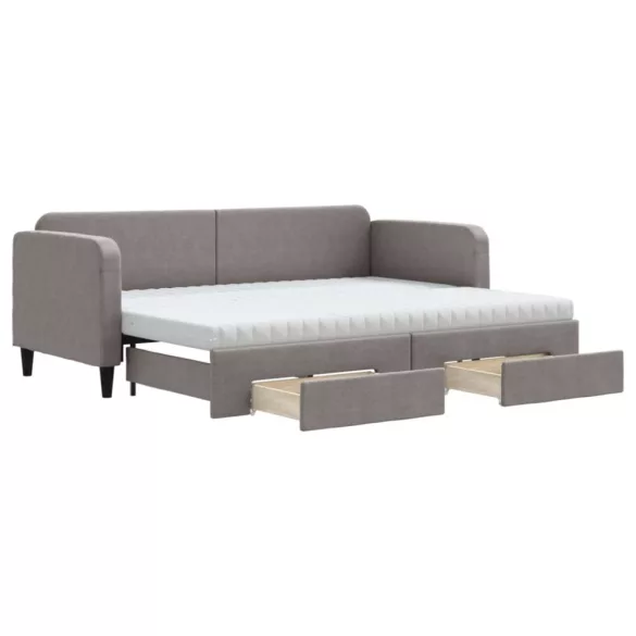 tópszínű kihúzható bársonyheverő fiókokkal 80 x 200 cm