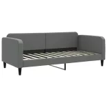 sötétszürke kihúzható szövet heverő fiókokkal 90 x 200 cm