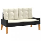 4 részes polyrattan és tömör fa kerti ülőgarnitúra párnákkal