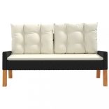 4 részes polyrattan és tömör fa kerti ülőgarnitúra párnákkal