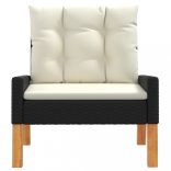 4 részes polyrattan és tömör fa kerti ülőgarnitúra párnákkal