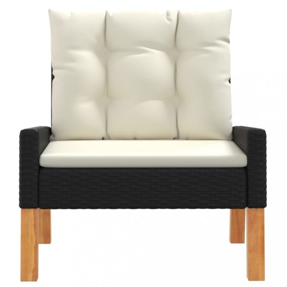 4 részes polyrattan és tömör fa kerti ülőgarnitúra párnákkal