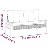 4 részes polyrattan és tömör fa kerti ülőgarnitúra párnákkal