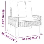 4 részes polyrattan és tömör fa kerti ülőgarnitúra párnákkal