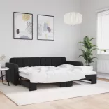 fekete kihúzható bársony heverő 80 x 200 cm