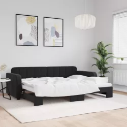 fekete kihúzható bársony heverő 80 x 200 cm