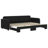 fekete kihúzható bársony heverő 80 x 200 cm