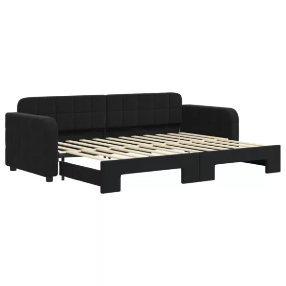 fekete kihúzható bársony heverő 80 x 200 cm