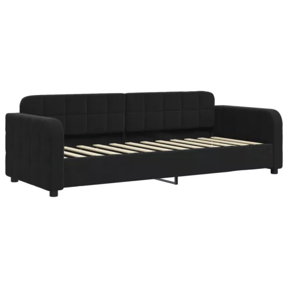 fekete kihúzható bársony heverő 80 x 200 cm