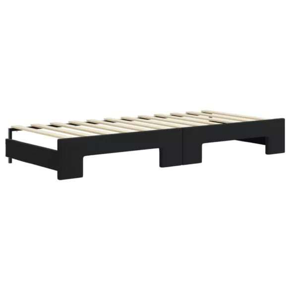 fekete kihúzható bársony heverő 80 x 200 cm