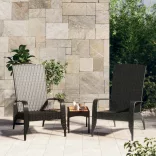 fekete polyrattan kerti Adirondack szék