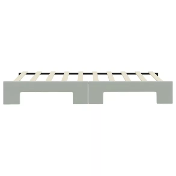 világosszürke kihúzható bársonyheverő 90 x 190 cm