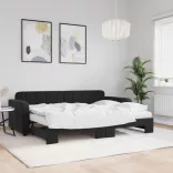 fekete kihúzható bársony heverő matraccal 80 x 200 cm