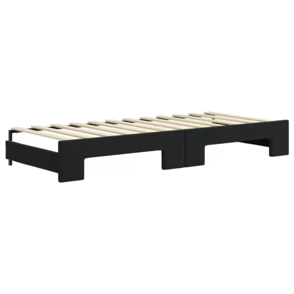 fekete kihúzható bársony heverő matraccal 80 x 200 cm