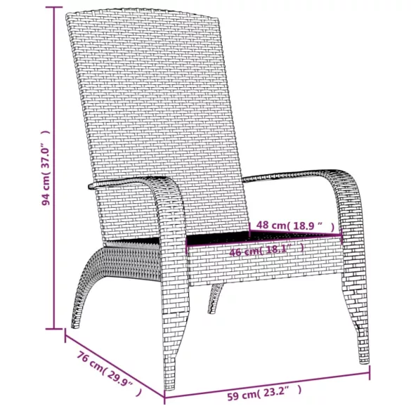 szürke polyrattan Adirondack kerti szék