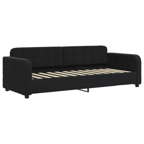 fekete kihúzható bársony heverő fiókkal 80 x 200 cm