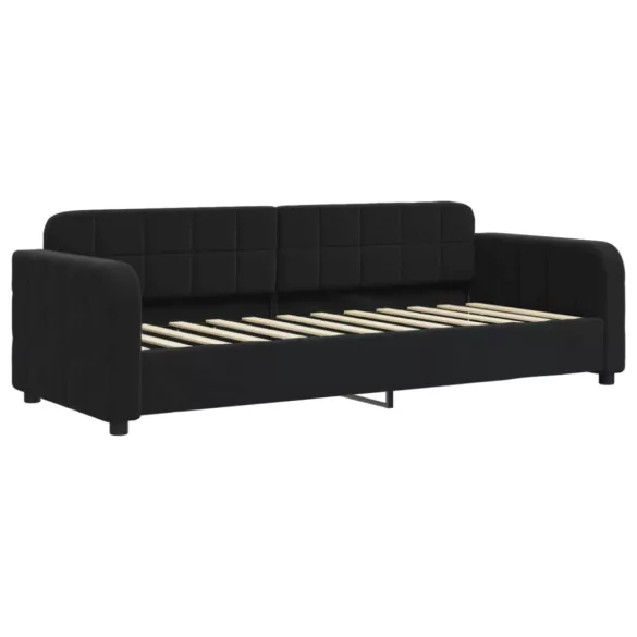 fekete kihúzható bársony heverő fiókkal 80 x 200 cm