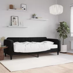 fekete bársony heverő matraccal 90 x 200 cm
