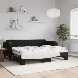fekete kihúzható bársony heverő 80 x 200 cm