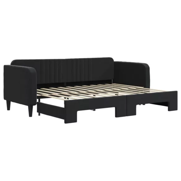 fekete kihúzható bársony heverő 80 x 200 cm